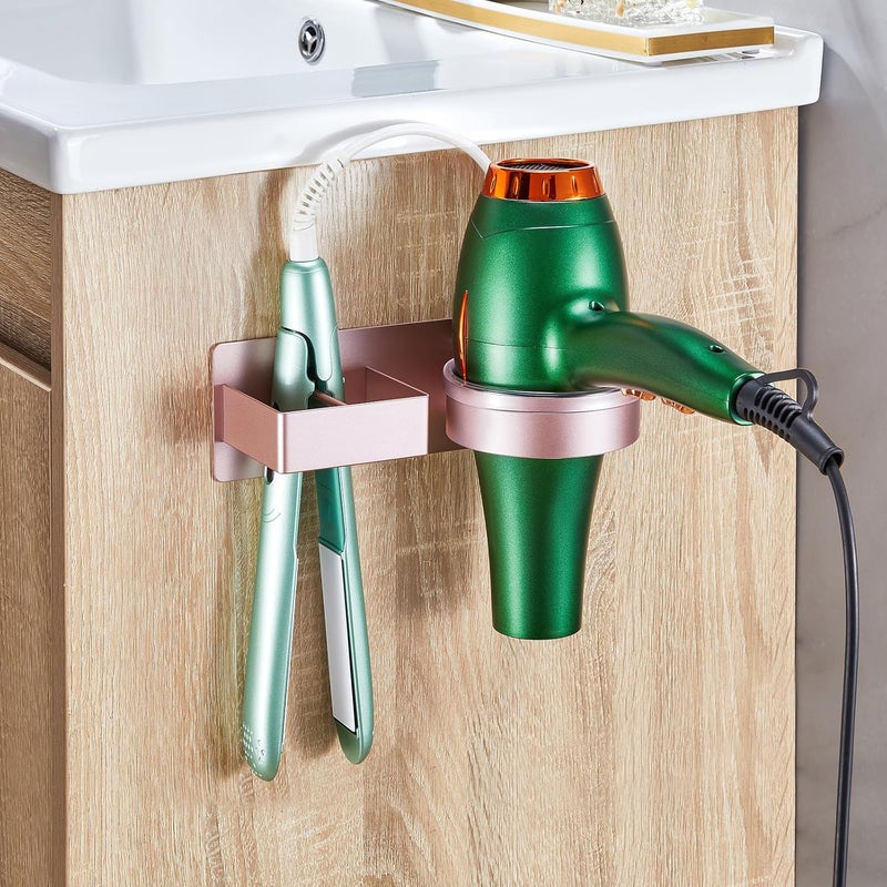 Oukimly Store Blow Dryer Holder Wall Mounted, Hair Straightener Holder, Hair Dryer Holder Adhesive, Hair Tool Organizer for Flat Iron, Hairdryer, Curling Iron Holder for Bathroom Vanity Barber Shop (Rose Gold) - Image 4